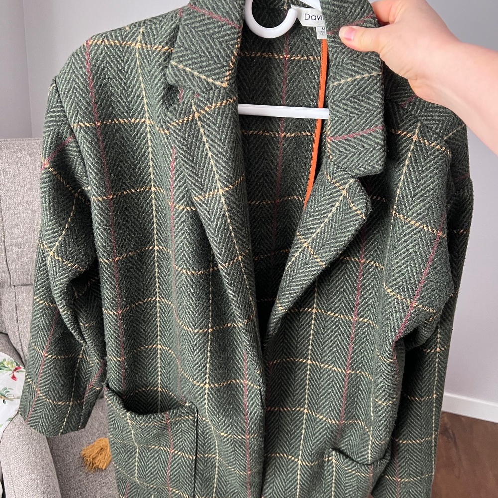 Davi and Dani green plaid coat - size M